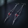 Spike & Chains Earrings - Red Crystal